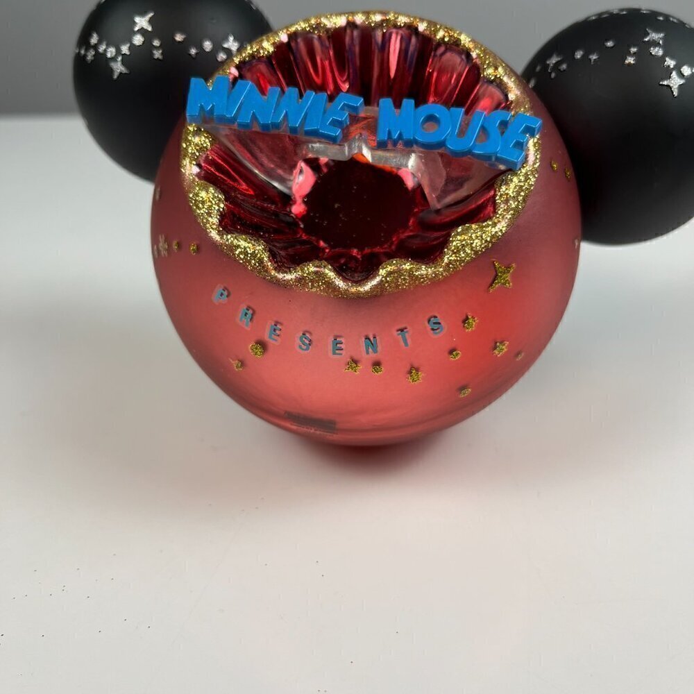 Disney Sunburst Minnie Mouse Mickey Ear Icon Glass Large Ball Ornament 2022 50th - Picture 3 of 5